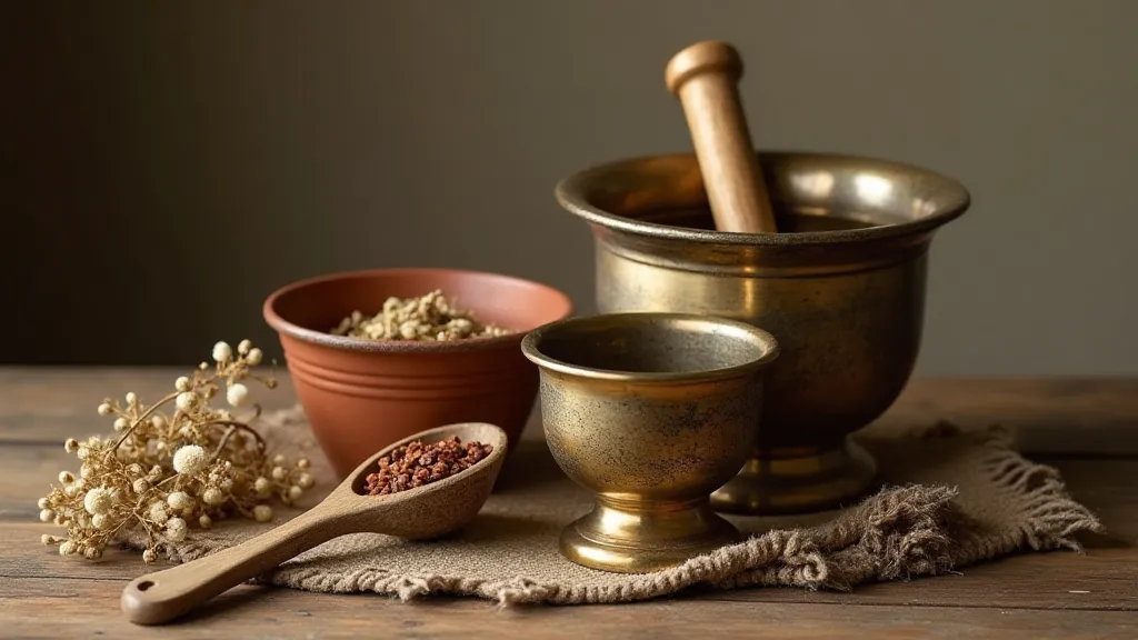 Vintage tools for extracting plant dyes