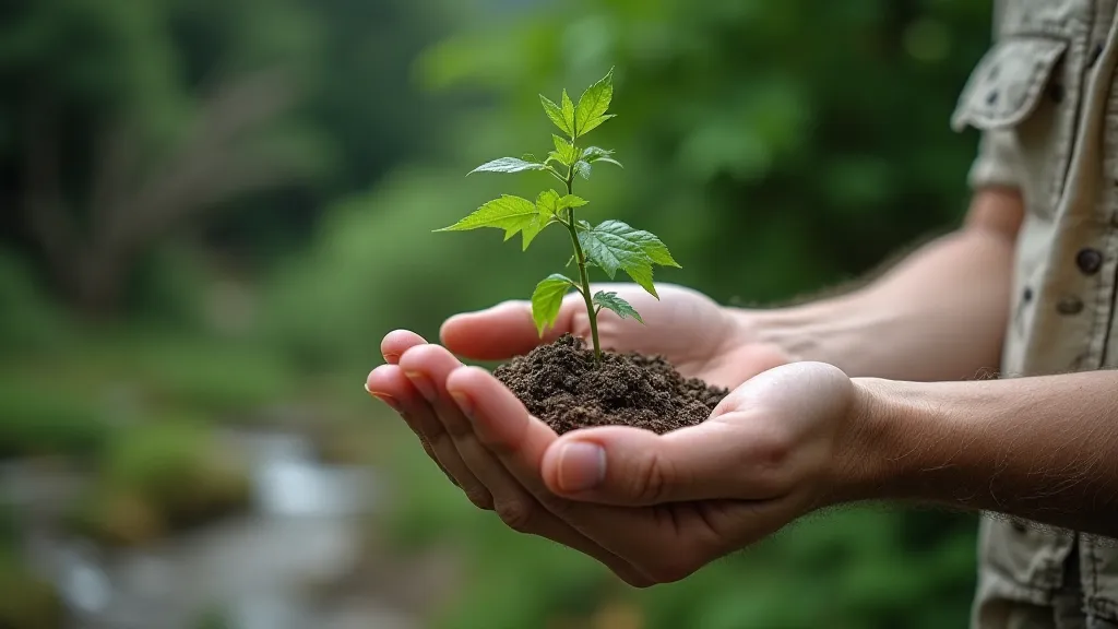 Hand holding a freshly harvested herb