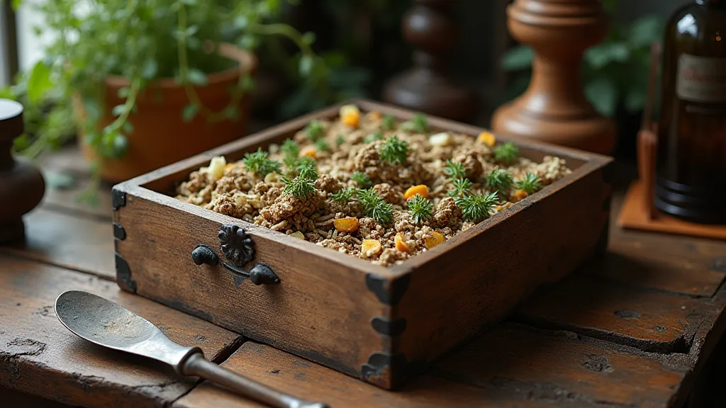 Antique herb box and tools