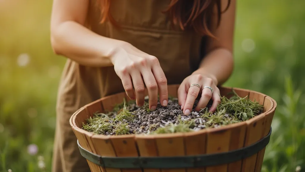 Young woman sorting dried herbs