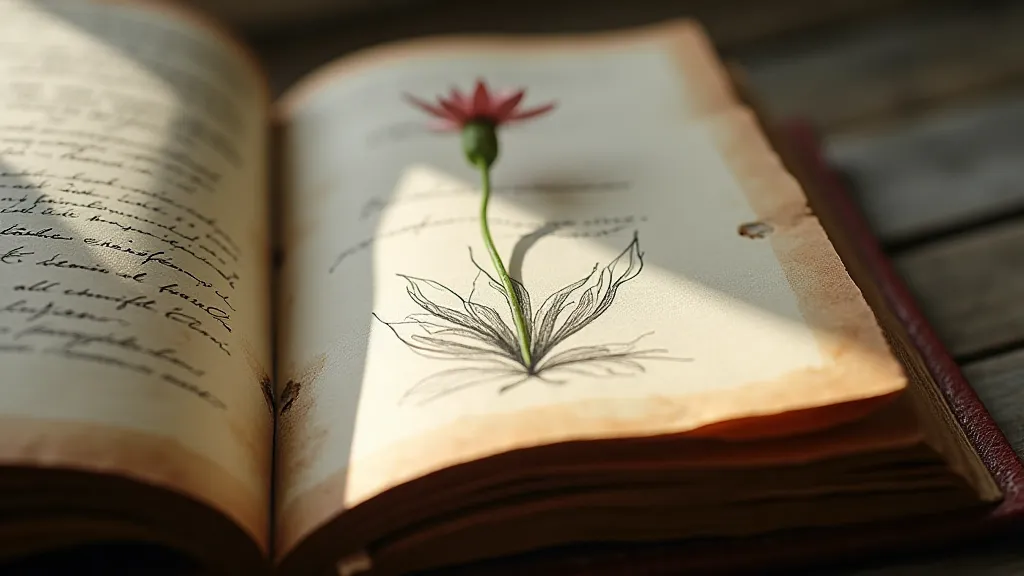 Aged herbalism journal sketch