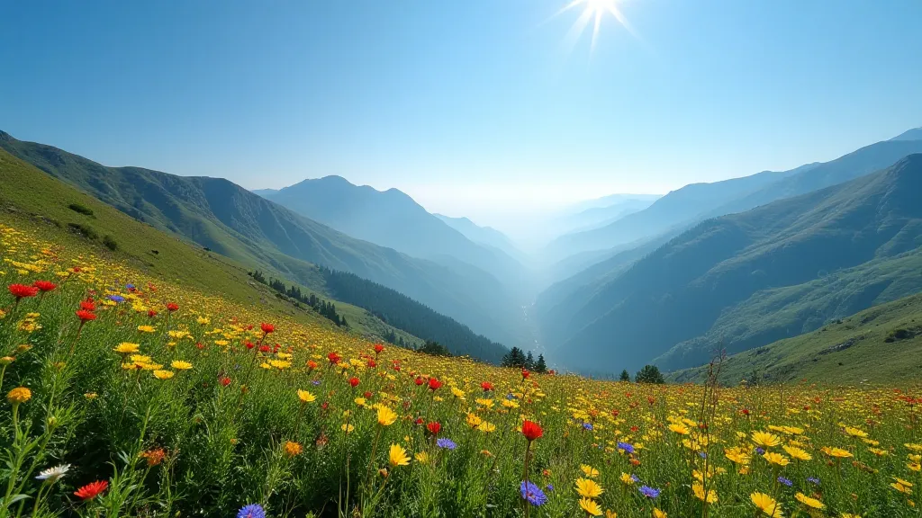 Mountainside covered in wildflowers