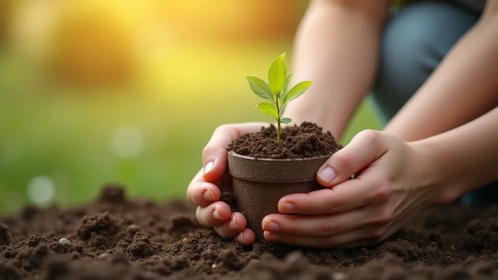 Young person planting a seed